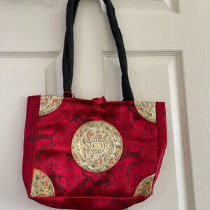 Elegant Red and Gold Tote Bag